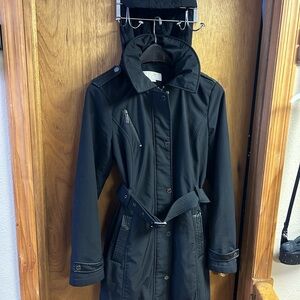 Women's Michael Kors Black Belted Trench Coat Medium